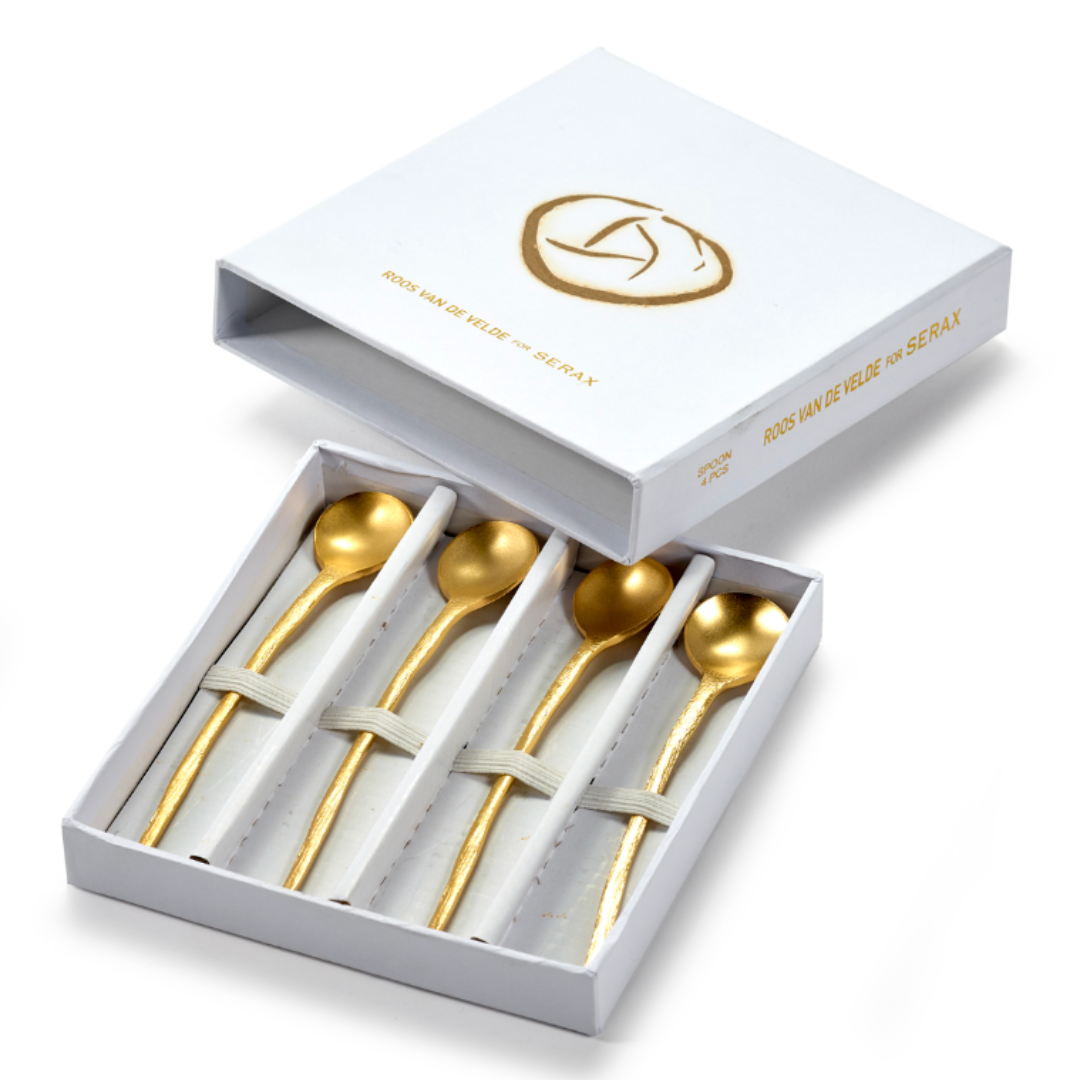 Caixa com Conjunto de Colheres de Chá - 4 Peças Dourado