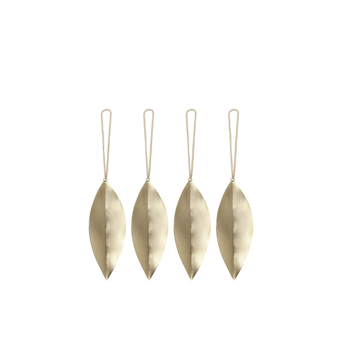 Leaf Brass Christmas Ornament Set of 4